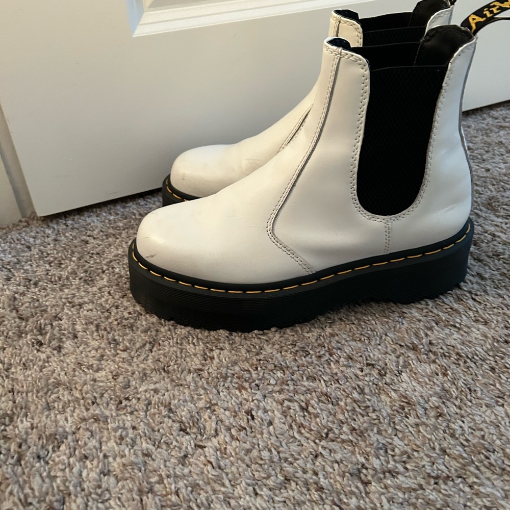 Dr. Martens White Platform Chelsea Boots